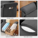 70" Sofa Living Room Couch, Velvet Deep Couches for Small Spaces, Mid Century Modern Loveseat with Storage Bag, Bedroom, Apartment, Office, Removable Sofa Cover Spring Cushions, Fast Assembly, Grey - Image 4