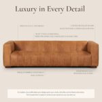 Poly & BARK Canale 99” Sofa – Modern 3-Seater Couch for Living Rooms – Performance Fabric Upholstery, High-Density Foam Cushions, Tapered Legs, Minimal Assembly – Cognac Tan - Image 5
