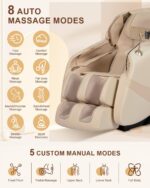 RELX 2026 Massage Chair Full Body, Zero Gravity Airbag Shiatsu Massage Chair with SL-Track, Heating, AI Control, Body Scan, 13 Modes, Foot Rollers, and Deep Yoga Stretch (Beige) - Image 4