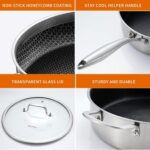 DELARLO Frying Pan,12 inch Tri-Ply Stainless Steel Skillet,6 Quart Saute Pan with lid, Compatible with All Cooktops,Oven Up to 660℉,Chicken Fryer,Dishwasher-Friendly - Image 6