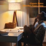 LEPOWER Wood Tripod Floor Lamp, Mid Century Standing Lamp, Modern Design Studying Light for Living Room, Bedroom, Study Room and Office, Flaxen Linen Shade with E26 Base Brown - Image 8