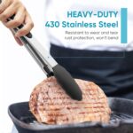 600℉ Heat Resistant Kitchen Tongs for Cooking with Silicone Tips,Maywe Tanso 12-Inch Stainless Steel Locking Cooking Tongs Food Tongs for BBQ,Cooking,Salad and Serving Food,Heavy Duty,Non-Stick,Black - Image 3