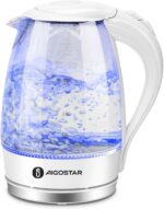 Aigostar Electric Kettle, 1500W Glass Electric Tea Kettle Rapid Heating, Borosilicate Glass, Auto Shutoff and Boil-Dry Protection, Hot Water Boiler BPA Free and Cordless with LED Indicator, 1.7 Liter - Image 2