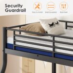 Bunk Beds Twin Over Full Size with 6'' Mattresses Included, Heavy Duty Metal Bunk Bed Frame with Angled Ladder for Teens and Adults, for Spaces-Saving, Smooth Rounded Edges, Black - Image 4