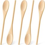 MORGLES 5 Pcs Wooden Spoons for Cooking, 12 Inches Long Handle Spoons for Mixing, Tasting Stirring Food, Large Wooden Cooking Utensils for Kitchen and Crafts - Image 2