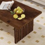 BON AUGURE Coffee Table for Living Room, Farmhouse Wood Center Table, Rectangle Mid-Century Living Room Tables, Unique Fluted Panel Coffee Tables (Rustic Oak, 43Inch) - Image 6