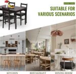 FDW | 5-Piece Solid Wood Dining Table Set for 4 | Brown | Pine Kitchen Table with Upholstered Chairs | Space-Saving Design | Smooth Easy-to-Clean Surface | for Dining Room, Apartment, Restaurant - Image 7