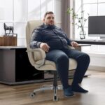 COLAMY Big & Tall Office Chair 400lbs Wide Seat- High Back PU Leather Executive Computer Desk Chair for Heavy People, Large Office Chair with Metal Base & Ergonomic Back Support- Black - Image 3