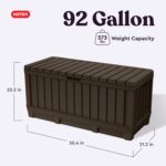 Keter Kentwood 92 Gallon Resin Deck Box-Organization and Storage for Patio Furniture Outdoor Cushions, Throw Pillows, Garden Tools and Pool Floats, Brown - Image 3