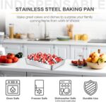 E-far Stainless Steel Baking Pan with Lid, 12⅓ x 9¾ x 2 Inch Rectangle Sheet Cake Pans with Covers Bakeware for Cakes Brownies Casseroles, Non-toxic & Healthy, Heavy Duty & Dishwasher Safe - Set of 2 - Image 5
