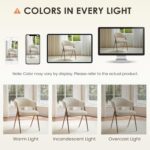 COLAMY Dining Chairs Set of 4, Modern Fabric Upholstered Dining Room Kitchen Side Chairs with Iron Legs, Open Back and Padded Seat, for Living Room/Restaurant/Cafe, Beige - Image 10