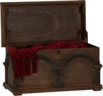 Household Essentials Wooden Arch Trunk Storage Chest, Small, Brown - Image 8
