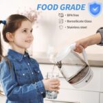 Aigostar Electric Kettle, 1500W Glass Electric Tea Kettle Rapid Heating, Borosilicate Glass, Auto Shutoff and Boil-Dry Protection, Hot Water Boiler BPA Free and Cordless with LED Indicator, 1.7 Liter - Image 3