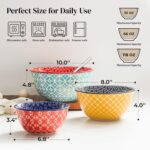 DOWAN Mixing Bowls, Ceramic Mixing Bowls for Kitchen, Colorful Vibrant Nesting Bowls for Cooking, Baking, Prepping, Serving, Salad, Housewarming Gift, Microwave Dishwasher Safe, 3.7/2/1 Qt, Set of 3 - Image 3