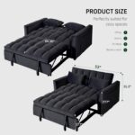 FLEXISPOT XCT4 Convertible Sofa Bed, 3-in-1 Loveseat Sofa Couch with Adjustable Backrest, Pull Out Couch with 2 Pillows & 2 Side Pockets, Futon Sleeper for Dorms Apartment Living Room, Black - Image 3