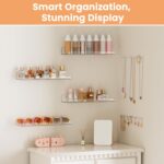 upsimples Acrylic Shelves for Bathroom Storage, 15" Floating Shelves Wall Organizer for Perfume, Make up, Skincare, Kids Bookshelf for Bedroom, Nursery, Living Room Decor, Clear, 4 Pack - Image 5