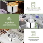 TeamFar 2 qt Saucepan with Lid, Stainless Steel Small Sauce Milk Pan with Tri-ply Bottom for Induction/Gas/Electric/Ceramic, Healthy & Heavy Duty, Mirror Finish & Straight Side, Dishwasher Safe - Image 7