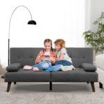 Shintenchi Futon Sofa Bed, Convertible Couch Beds Loveseat, Modern Recliner Sleeper, Small Lazy Set for Living Room, Office, Apartment, Dark Gray - Image 7