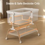 Baby Bassinet Bedside Crib, 3-in-1 Baby Bassinet Bedside Sleeper with Mattress and Soft, Breathable Sheet, Full-Mesh Sides, 6-Height Adjustable, Stable and Secure Crib for Newborns - Image 6