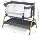 3 in 1 Baby Bassinet, Bedside Bassinet for Baby, Rocking Bassinet with Comfy Mattress and Wheels, 6 Height Adjustable Easy Folding Portable Bedside Crib for Newborn - Image 8