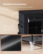 SONGMICS Portable Closet, Wardrobe Closet Organizer with Cover, 4 Hanging Rods and Shelves, 4 Side Pockets, 17.7 x 66.9 x 65.7 Inches, Large Capacity for Bedroom, Living Room, Ink Black URYG094B02 - Image 8