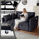 FLEXISPOT XCT4 Convertible Sofa Bed, 3-in-1 Loveseat Sofa Couch with Adjustable Backrest, Pull Out Couch with 2 Pillows & 2 Side Pockets, Futon Sleeper for Dorms Apartment Living Room, Black - Image 5