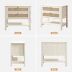 SICOTAS Night Stands Set of 2 for Bedroom, Large Bedside Tables with Drawer & Open Shelf, Wide Boho Rattan Nightstand Set Narrow Side Table for Master Bedroom - Image 9