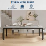 GarveeHome 70.8 in Industrial Dining Table for 6, Wooden Long Dinner Table with Mortise Tenon Design, Kitchen Table with Sturdy Metal Legs, for Dining Room Home Office Living Room, Grey - Image 4
