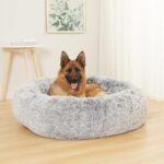 Bedfolks Calming Donut Dog Bed for Extra Large Dogs, 45 Inch Round Plush Bed with Non-Slip Bottom (Dark Grey, Extra Large) - Image 3