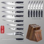 SHAN ZU Knife Sets for Kitchen with Block, Knife Block Set, Japanese Super Steel Kitchen Knife Sets with Removable Block & K133 Ergonomic Handle, Black Tortoise Genbu Series - Image 3