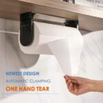 simpletome ONE Hand Tear Paper Towel Holder Under Cabinet Adhesive or Drilling Installation Aluminum Alloy + ABS (Black) - Image 3