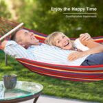 MOSFiATA Camping Hammock 550lb Upgraded Thickened 320G Durable Canvas Fabric Single Hammocks with Two Anti Roll Balance Beam and Sturdy Metal Knot Tree Straps for Camping, Patio, Backyard, Outdoor - Image 6