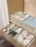 12 Pack Drawer Organizer Clothes, Foldable Fabric Dresser Organizer Closet Organizers and Storage Box for Underwear,Folded Clothes,Baby Clothing,Socks,Bra,Towels,Ties(12 Pack,Beige) - Image 7