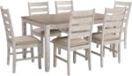 Signature Design by Ashley Skempton Cottage Dining 7 Piece Set – Rectangular Table & 6 Upholstered Chairs | Coastal Chic Meets Farmhouse, Whitewash - Image 2