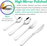 VIVANI 16 Piece Silverware Set for 4, Premium Stainless Steel Cutlery Set, Utensil Sets, Flatware Sets for 4, Forks Spoons and Knives Set Dishwasher Safe for Home Kitchen - Image 8