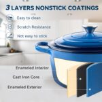 Miereirl 6 Quart Enameled Dutch Oven Pot with Lid, Cast Iron Dutch Oven with Dual Handles for Bread Baking, Cooking, Non-stick Enamel Coated Cookware (Dark Blue) - Image 4