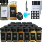 36 Glass Spice Jars with Labels,Spice Jar Set,4oz Seasoning Containers,Spice Containers with Black Airtight Lids and Shaker Lids,Square Empty Spice Bottles, 492 Labels,1 Funnel - Image 2