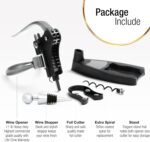 Wine Bottle Opener Corkscrew Set – Luxiluxy [2024 upgraded, does NOT break!] Including Foil Cutter, Bottle Stopper, Opener Stand and Extra Spiral - corkscrews wine opener set- wine opener kit - Image 5