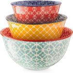 DOWAN Mixing Bowls, Ceramic Mixing Bowls for Kitchen, Colorful Vibrant Nesting Bowls for Cooking, Baking, Prepping, Serving, Salad, Housewarming Gift, Microwave Dishwasher Safe, 3.7/2/1 Qt, Set of 3 - Image 2