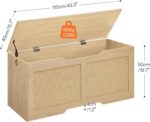 HOOBRO Storage Bench, 43.3" Toy Box, Rattan-Like Storage Chest, Sturdy Entryway Bench Supports 220 lb, Toy Chest, Safety Hinge, U-Shaped Opening, Easy Assembly, Natural NL22CW01 - Image 4