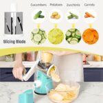 X Home Rotary Cheese Grater for Kitchen, Shredder with 3 Interchangeable Blades, Rotary Grater with Handle and Strong Suction Base, for Vegetables, Fruit, Nuts, Easy to Use and Clean, Blue - Image 4