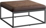 SONGMICS Home LUIZ Collection - Ottoman, Square Coffee Table, Footstool, Reversible Top, Padded Seat, Side Table, Minimalist, Steel Frame, Max. Load 660 lb, for Living Room, Walnut Brown ULOM077K01 - Image 2