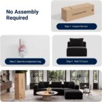 Avenco 141” U-Shaped Modular Sectional with 4 Ottomans, Individually Wrapped Coil Support & Corduroy Fabric, Zero Assembly 8-Piece Set for Spacious Living Room, Black - Image 6