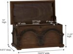 Household Essentials Wooden Arch Trunk Storage Chest, Small, Brown - Image 4