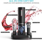 Electric Wine Opener with Charging Base, Cordless Electric Wine Bottle Opener with 2-in-1 Aerator &Pourer, Foil Cutter, 2 Vacuum Preservation Stoppers, Display Charging Station for Easy Storage - Image 7
