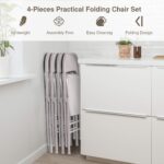 VECELO Metal Folding Chairs 4 Pack, Double Hinged Steel Frame Easy Foldable&Stackable for Office Kitchen Dinning Wedding Patio and Garden - Image 8