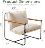 HIGOGOGO Modern Accent Chair, Living Room Chair with Wood Armrests, Shredded Foam Cushion, and Sturdy Metal Frame Reading Chair, Beige - Image 3