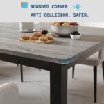 GarveeHome 70.8 in Industrial Dining Table for 6, Wooden Long Dinner Table with Mortise Tenon Design, Kitchen Table with Sturdy Metal Legs, for Dining Room Home Office Living Room, Grey - Image 5