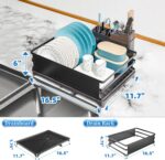 Simple Trending Dish Drying Rack, Dish Drainer for Kitchen Counter, Dish Rack with Tray for Large Capacity, Black - Image 8