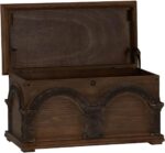 Household Essentials Wooden Arch Trunk Storage Chest, Small, Brown - Image 9